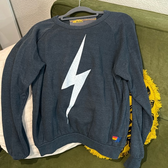Aviator Nation black w/lightning bolt sweatshirt, small adult main image 1